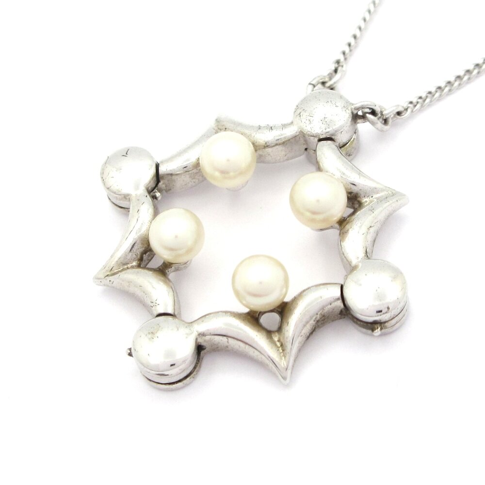 Tasaki Necklace Silver Cream Pearl